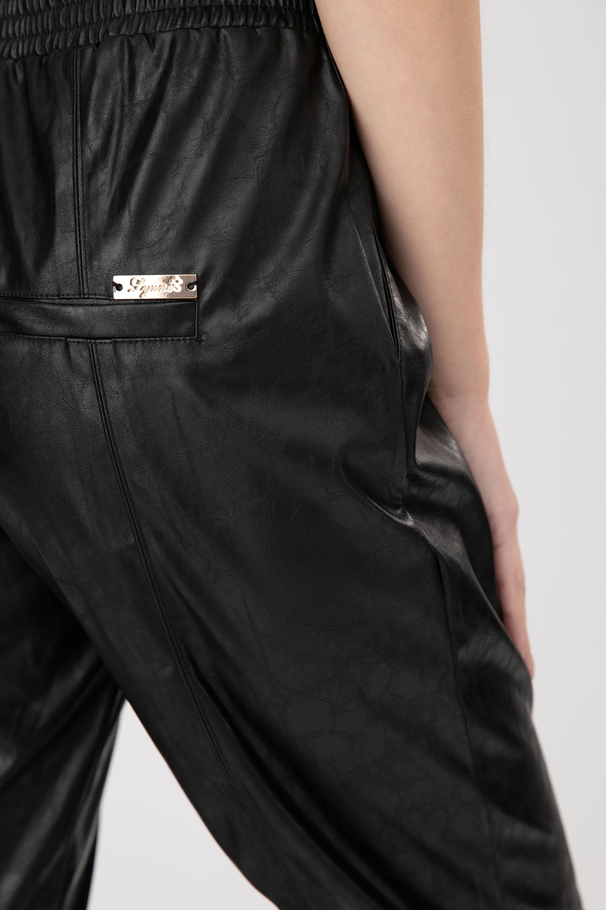 Lynne Beli Lastikli Deri Pantolon-Libas Trendy Fashion Store