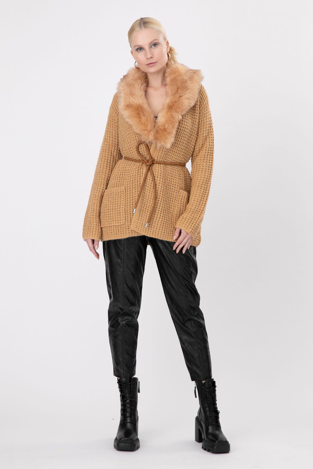 Lynne Beli Lastikli Deri Pantolon-Libas Trendy Fashion Store