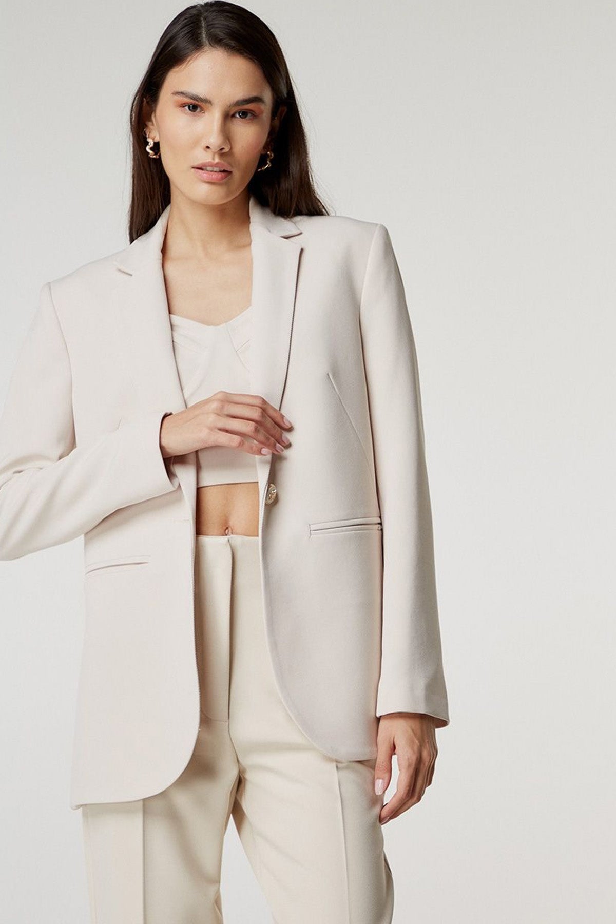 Bsb Tek Düğmeli Blazer Ceket-Libas Trendy Fashion Store