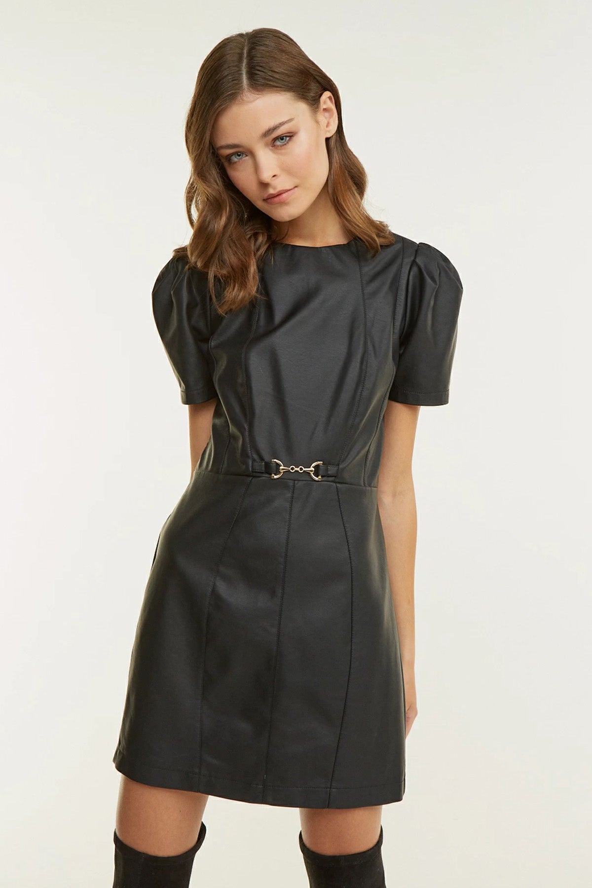 Lynne Mini Deri Elbise-Libas Trendy Fashion Store