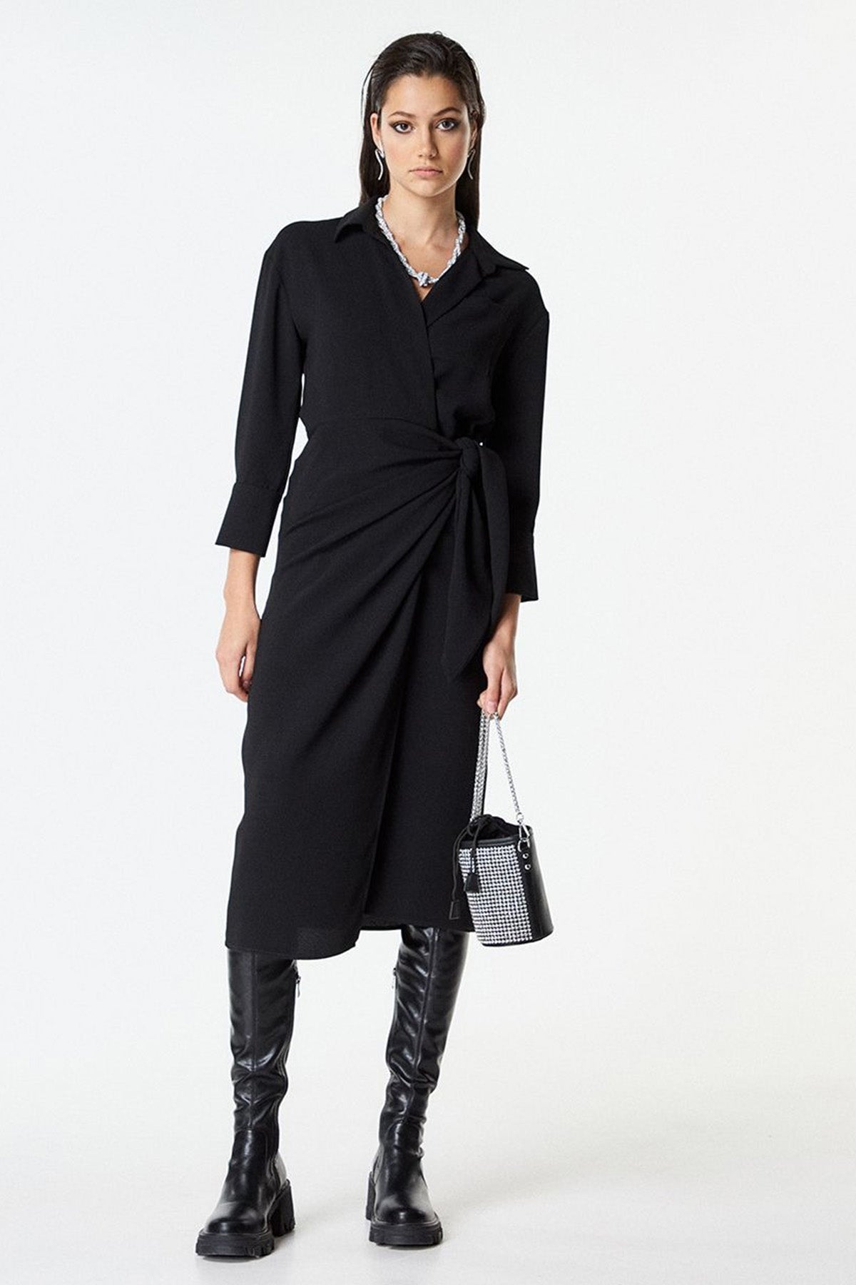 Bsb Kruvaze Midi Elbise-Libas Trendy Fashion Store