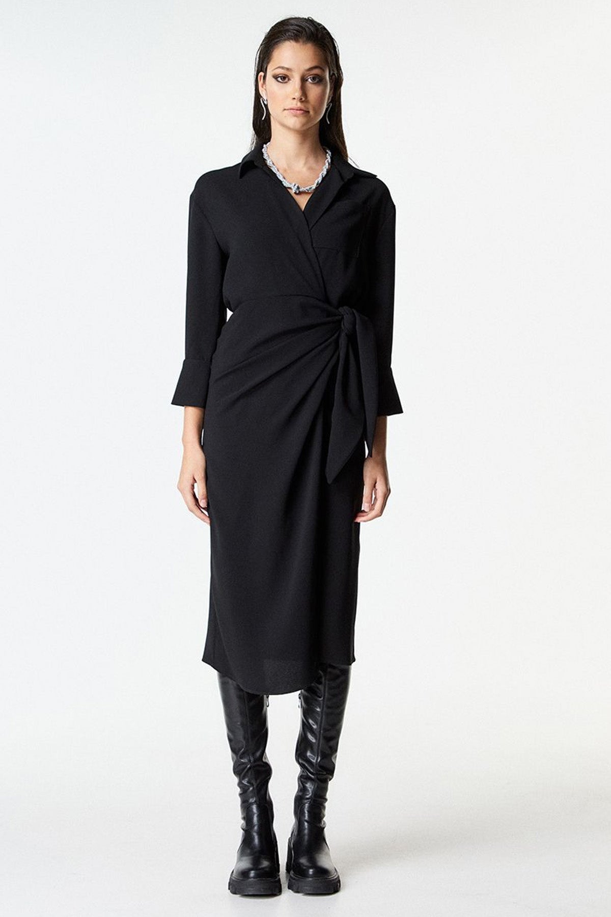 Bsb Kruvaze Midi Elbise-Libas Trendy Fashion Store