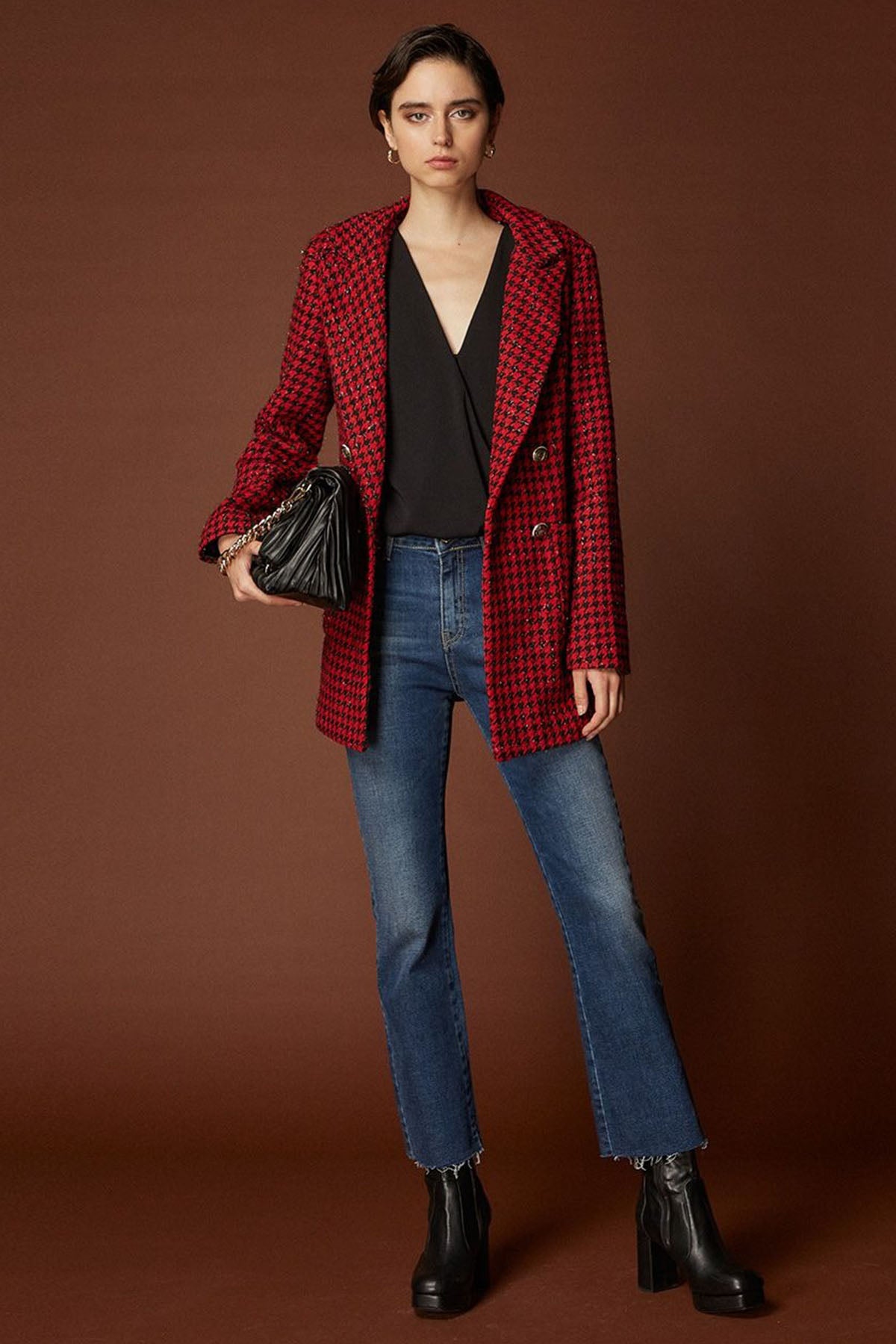 Bsb V Yaka Vatkalı Bluz-Libas Trendy Fashion Store