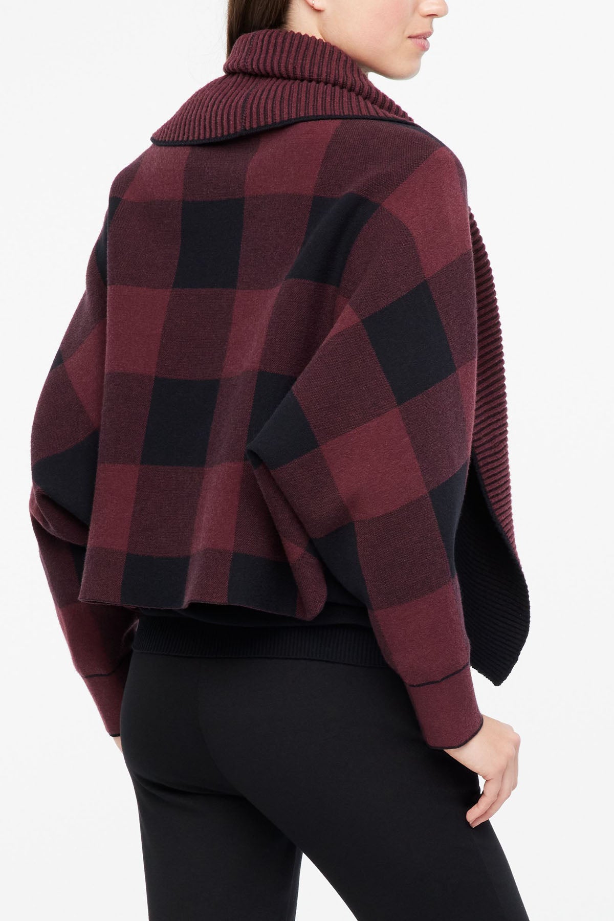 Sarah Pacini Şal Yaka Ekoseli Triko Ceket-Libas Trendy Fashion Store