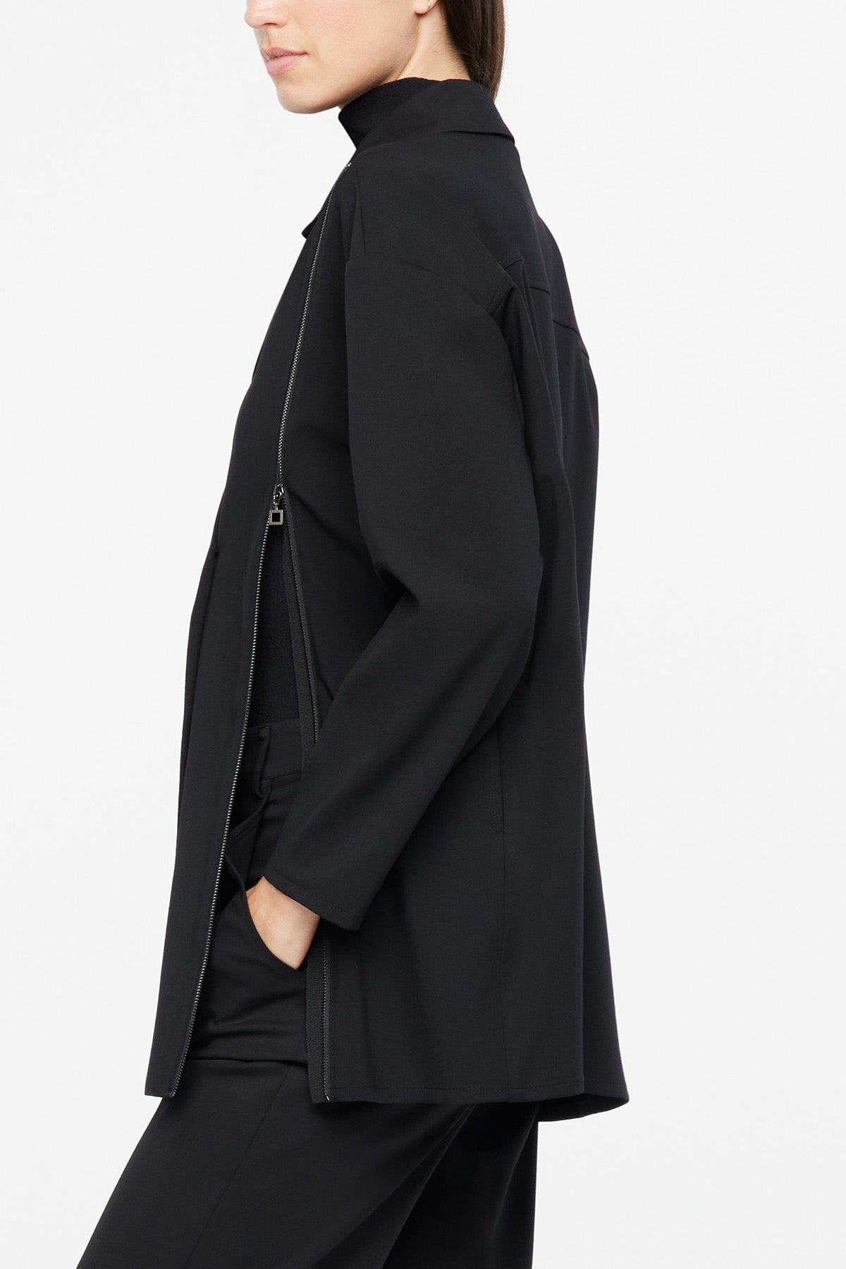 Sarah Pacini Fermuar Detaylı Kruvaze Yün Ceket-Libas Trendy Fashion Store