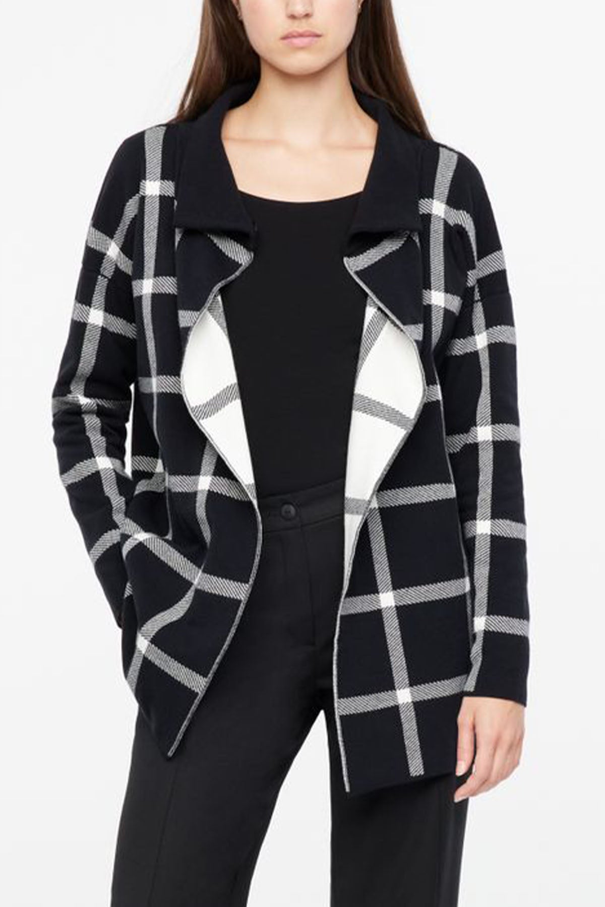 Sarah Pacini Ekose Desenli Triko Ceket-Libas Trendy Fashion Store