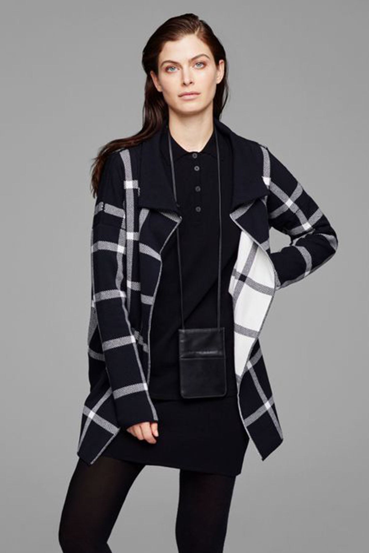 Sarah Pacini Ekose Desenli Triko Ceket-Libas Trendy Fashion Store