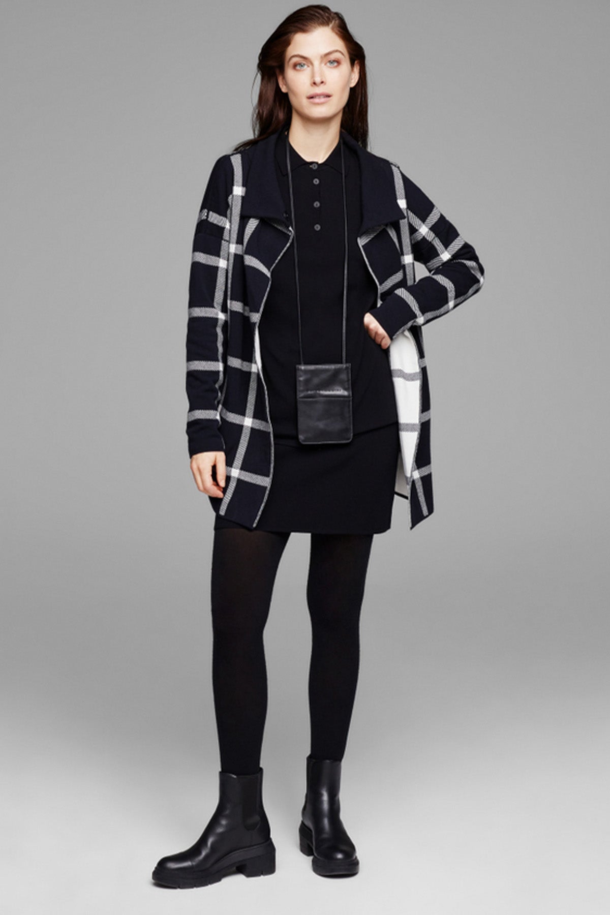 Sarah Pacini Ekose Desenli Triko Ceket-Libas Trendy Fashion Store