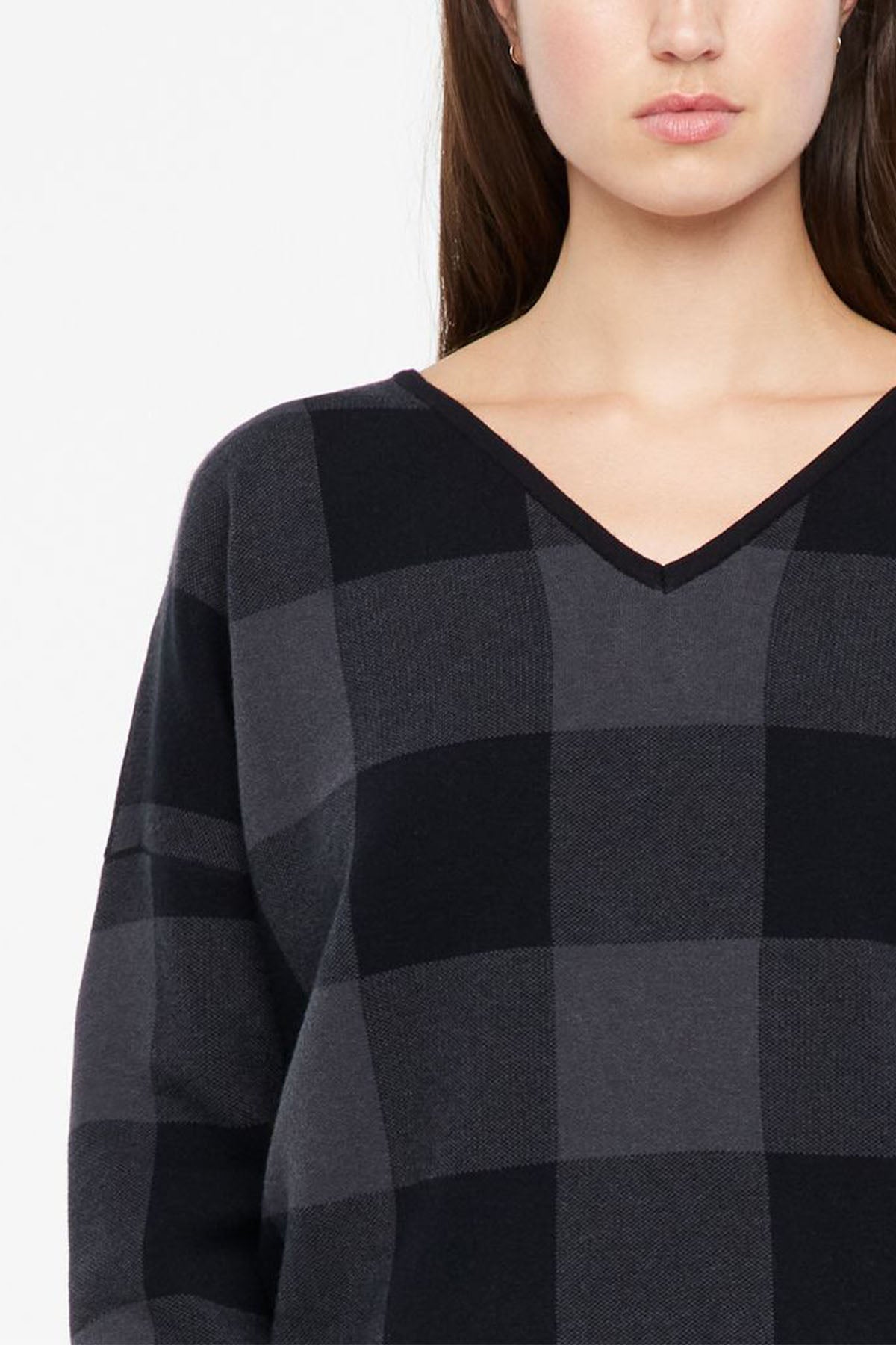 Sarah Pacini Ekoseli V Yaka Triko-Libas Trendy Fashion Store