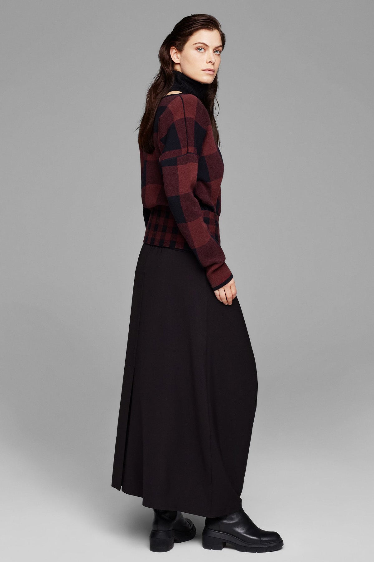 Sarah Pacini Ekoseli V Yaka Triko-Libas Trendy Fashion Store