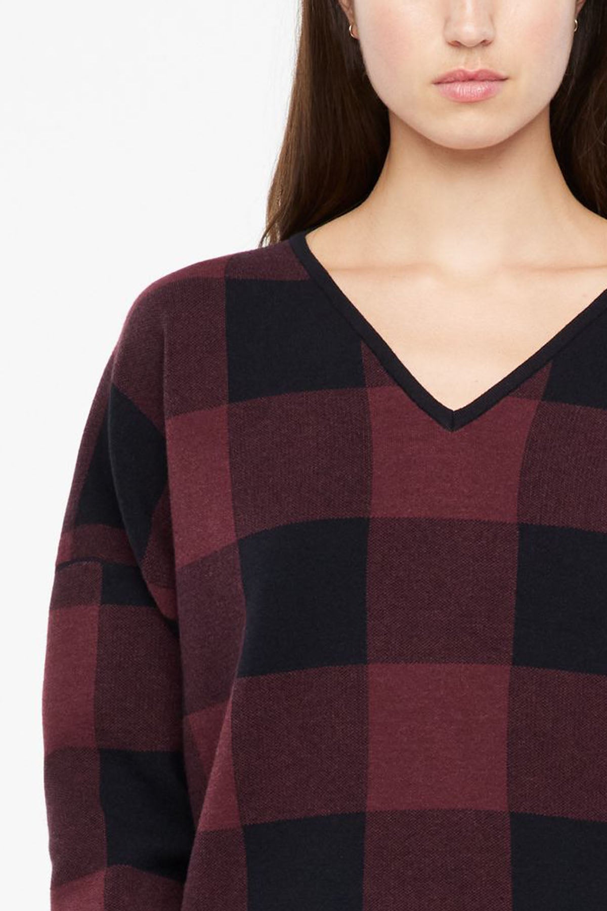 Sarah Pacini Ekoseli V Yaka Triko-Libas Trendy Fashion Store