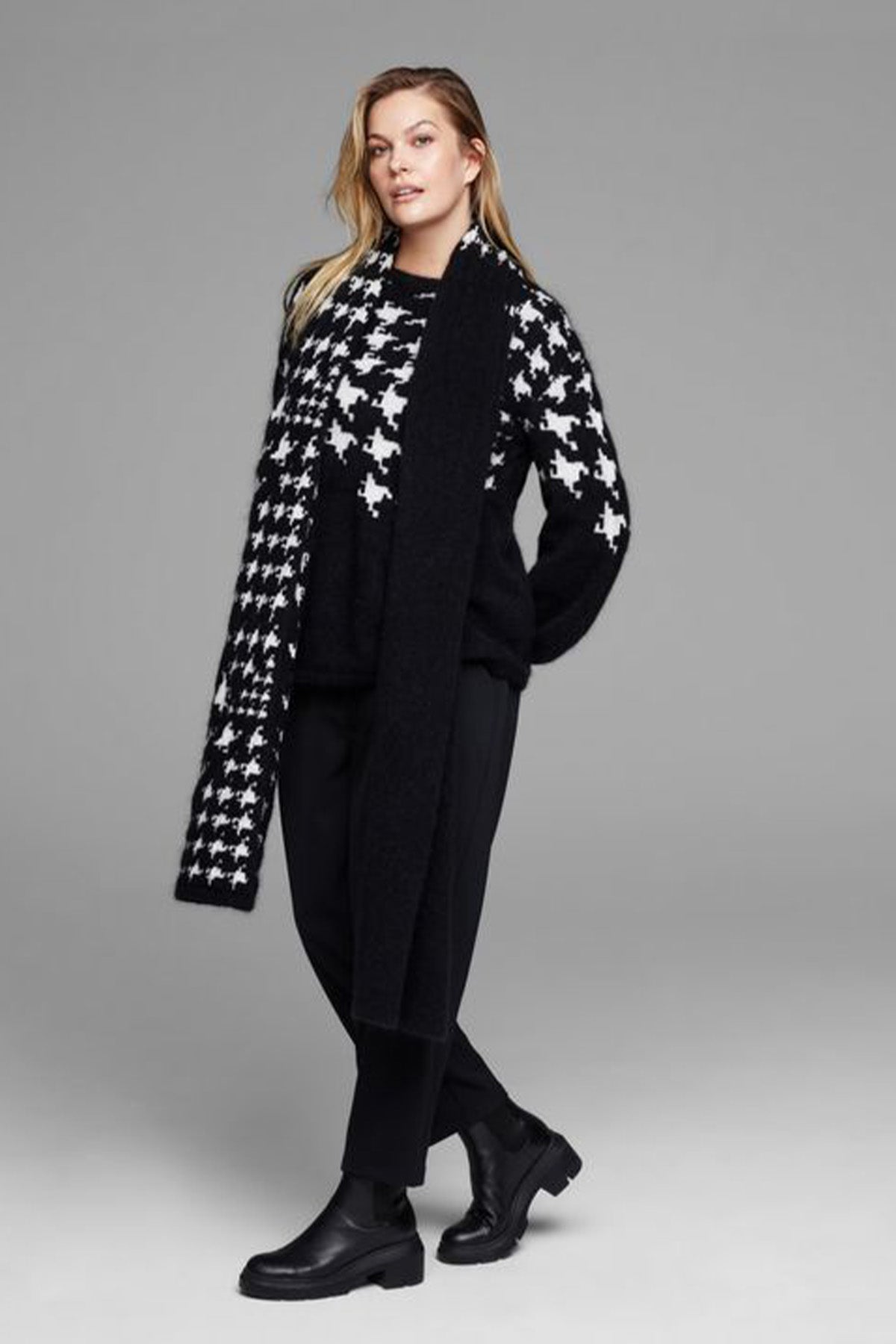 Sarah Pacini Kaz Ayağı Desenli Yün Örgü Triko-Libas Trendy Fashion Store