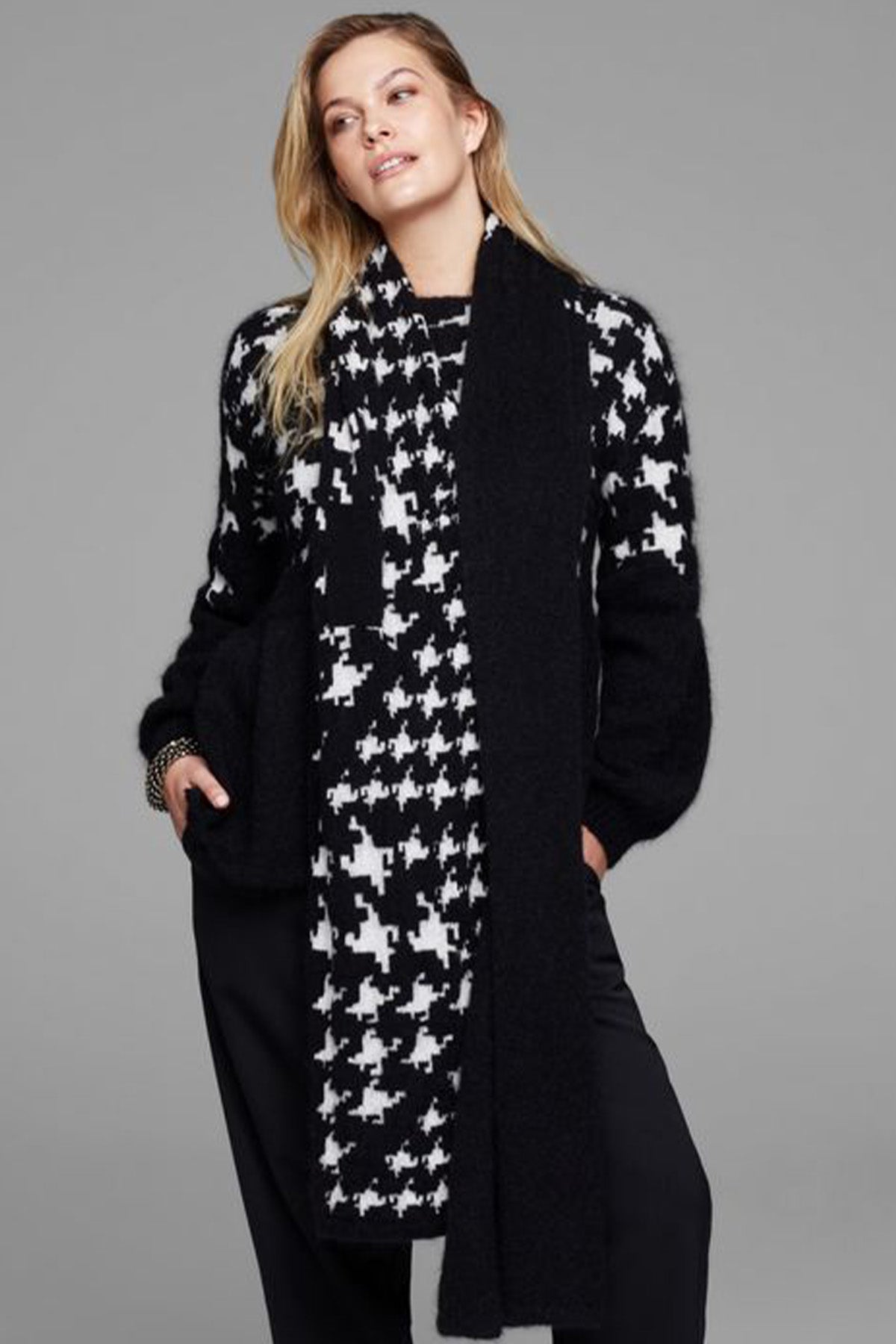 Sarah Pacini Kaz Ayağı Desenli Yün Örgü Triko-Libas Trendy Fashion Store