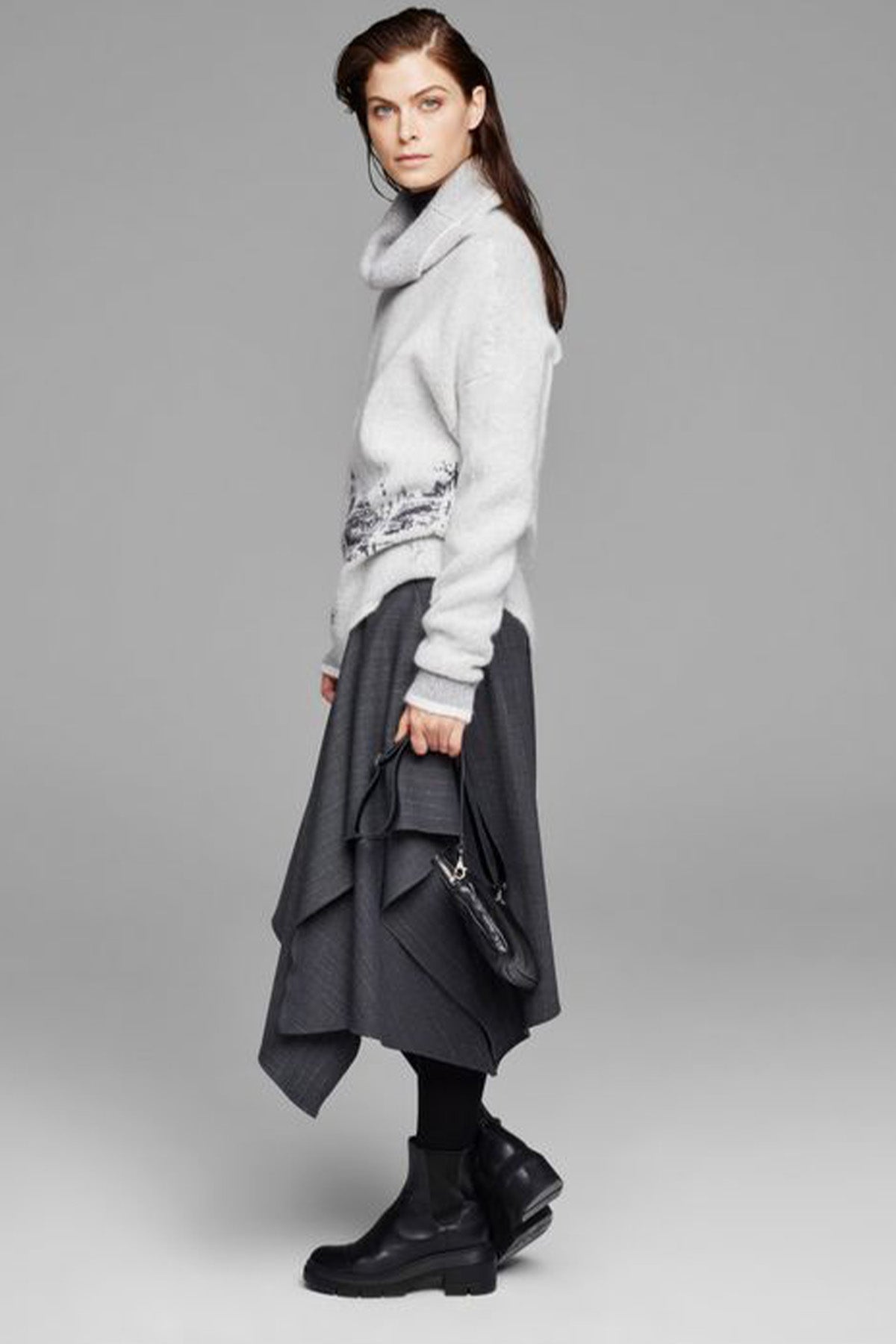 Sarah Pacini Dökümlü Yaka Yün Örgü Triko-Libas Trendy Fashion Store