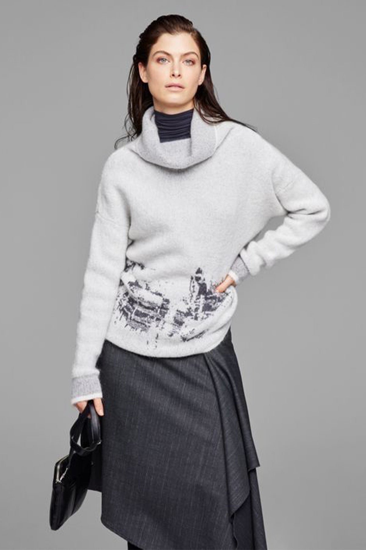 Sarah Pacini Dökümlü Yaka Yün Örgü Triko-Libas Trendy Fashion Store