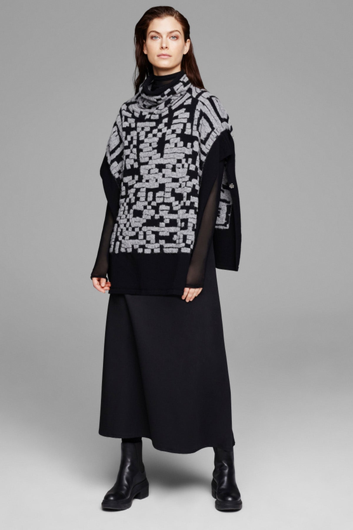 Sarah Pacini Kolsuz Maxi Yün Elbise-Libas Trendy Fashion Store