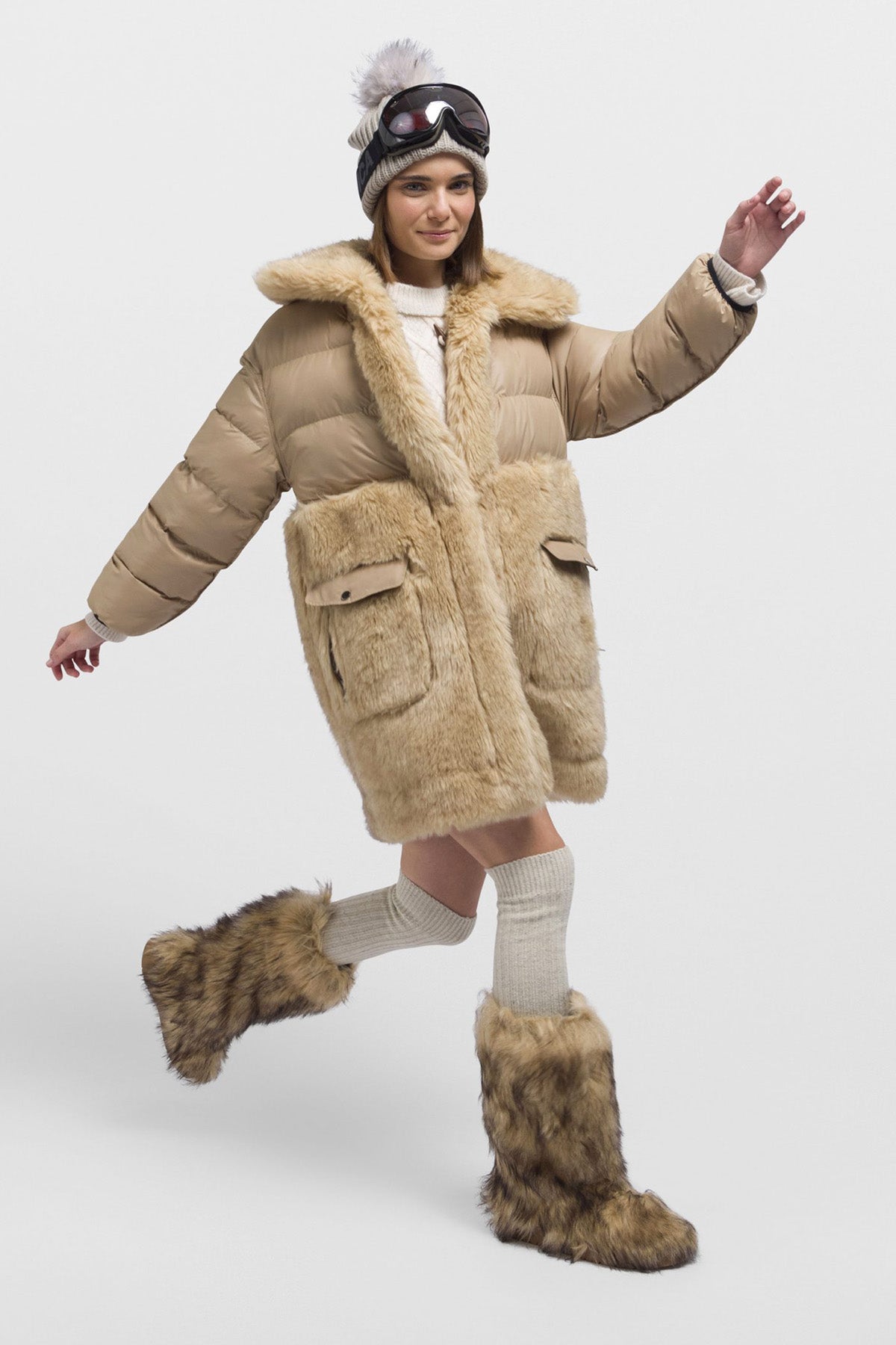 Urbancode Çift Taraflı Eko Kürk Deri Kaban-Libas Trendy Fashion Store