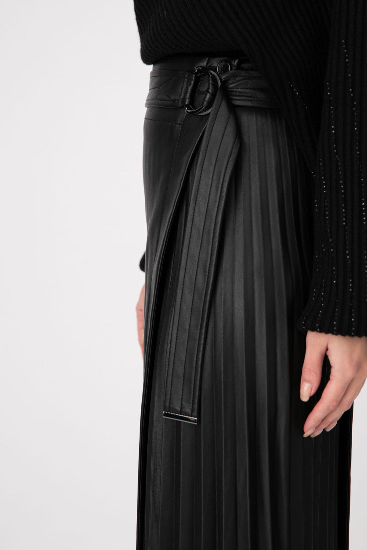 Urbancode Kemerli Midi Deri Etek-Libas Trendy Fashion Store