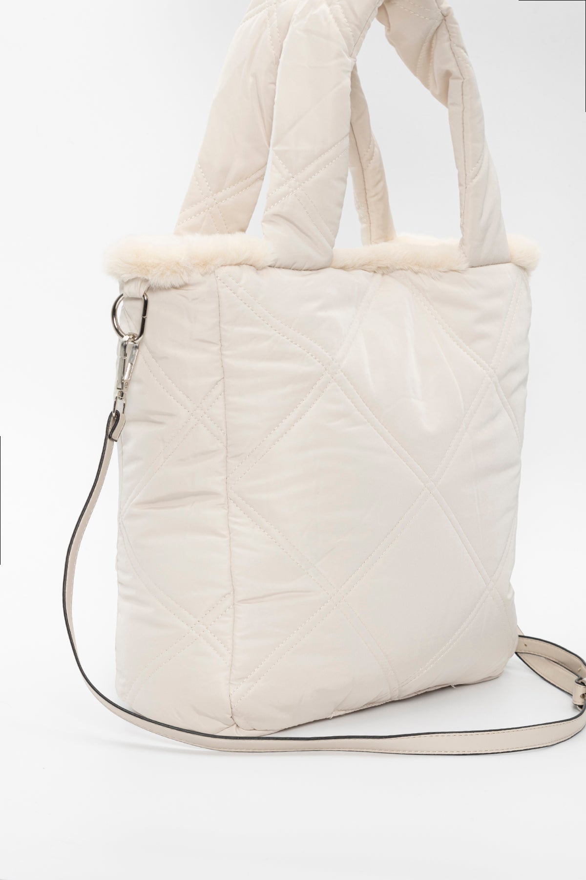 Vegancode İçi Kürklü Kapitone Omuz Çantası-Libas Trendy Fashion Store