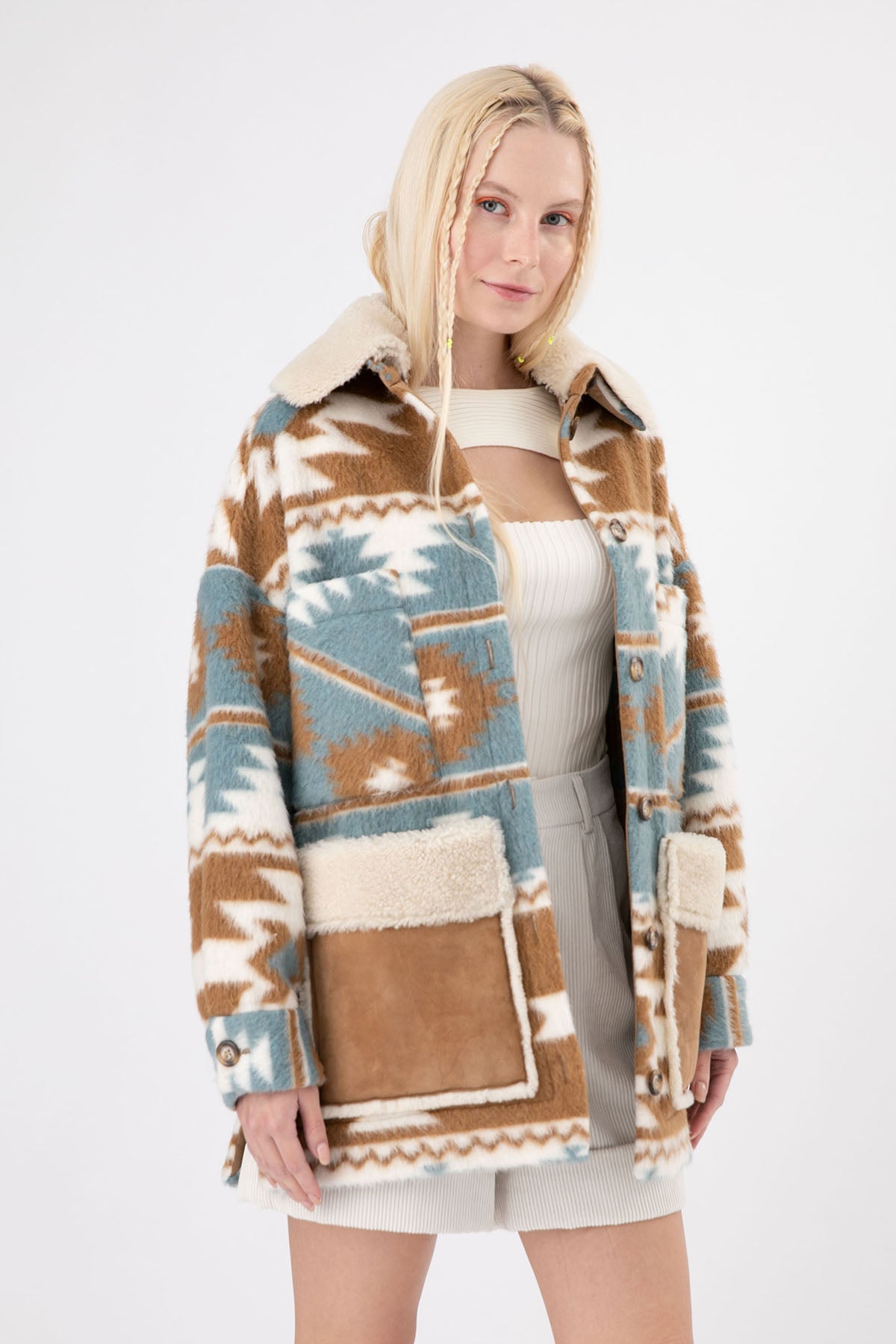 Ava Adore Kürklü Deri Detaylı Kısa Kaban-Libas Trendy Fashion Store