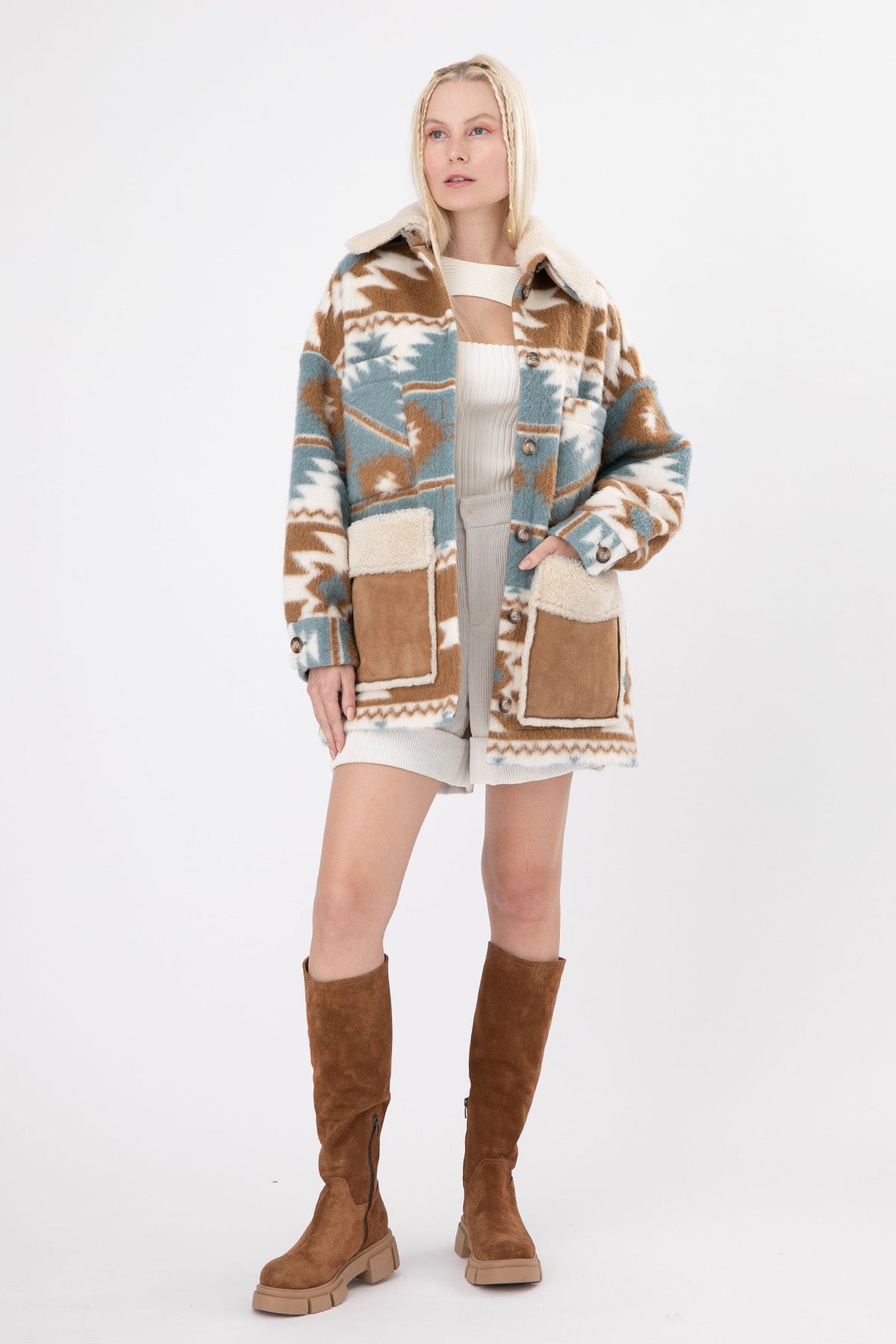 Ava Adore Kürklü Deri Detaylı Kısa Kaban-Libas Trendy Fashion Store