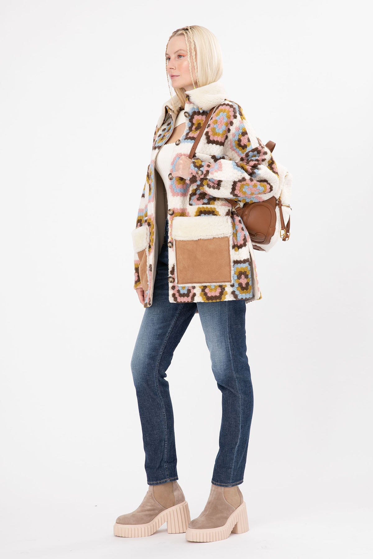 Ava Adore Kürklü Deri Detaylı Kısa Yün Kaban-Libas Trendy Fashion Store