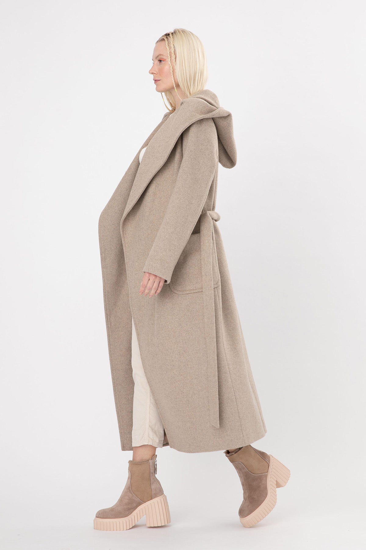 Ava Adore Kapüşonlu Kuşaklı Manto-Libas Trendy Fashion Store