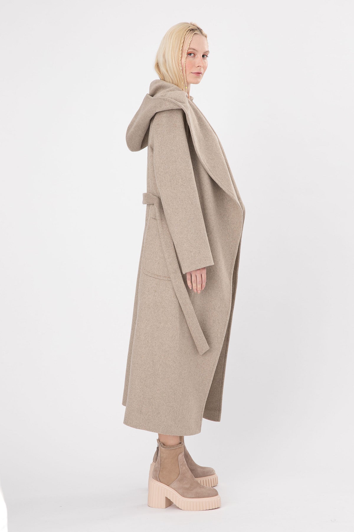 Ava Adore Kapüşonlu Kuşaklı Manto-Libas Trendy Fashion Store