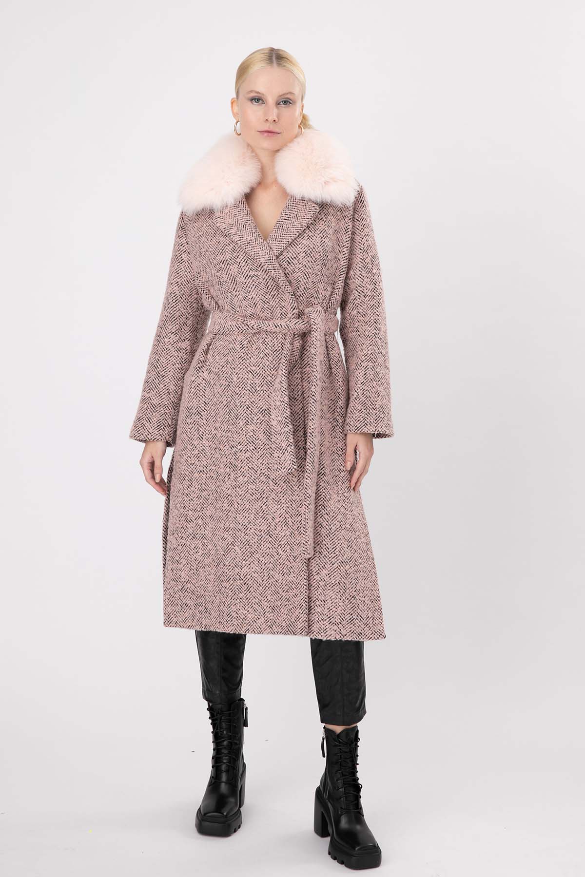 Ava Adore Kruvaze Kürklü Manto-Libas Trendy Fashion Store