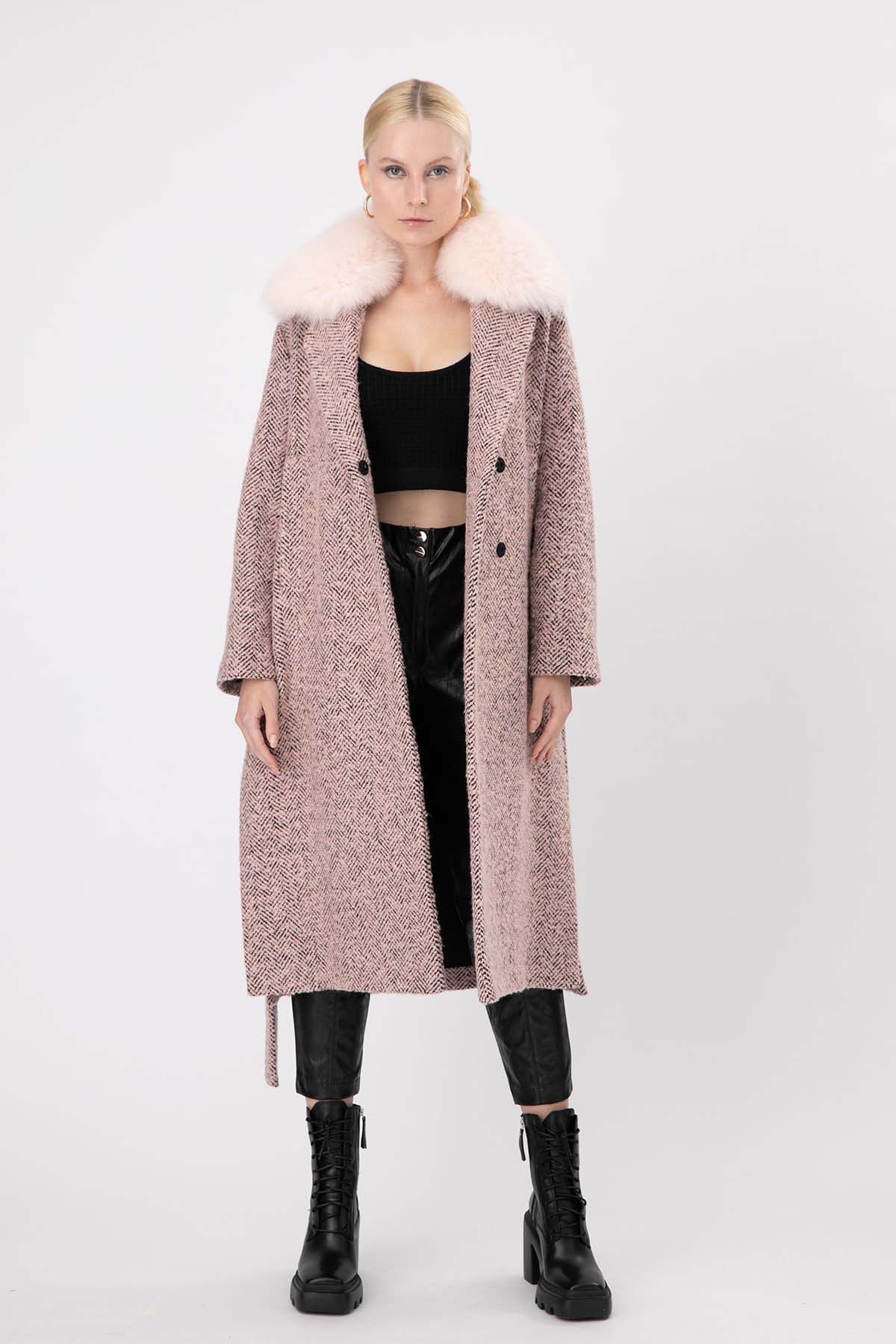 Ava Adore Kruvaze Kürklü Manto-Libas Trendy Fashion Store