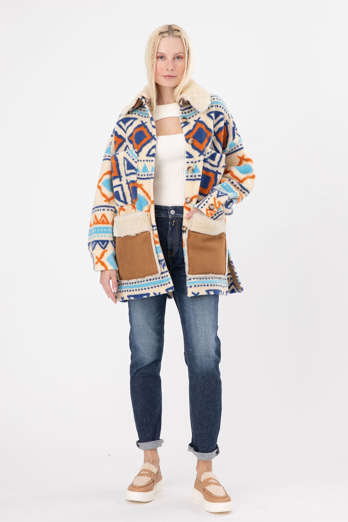 Ava Adore Kürklü Deri Detaylı Kısa Polar Kaban-Libas Trendy Fashion Store