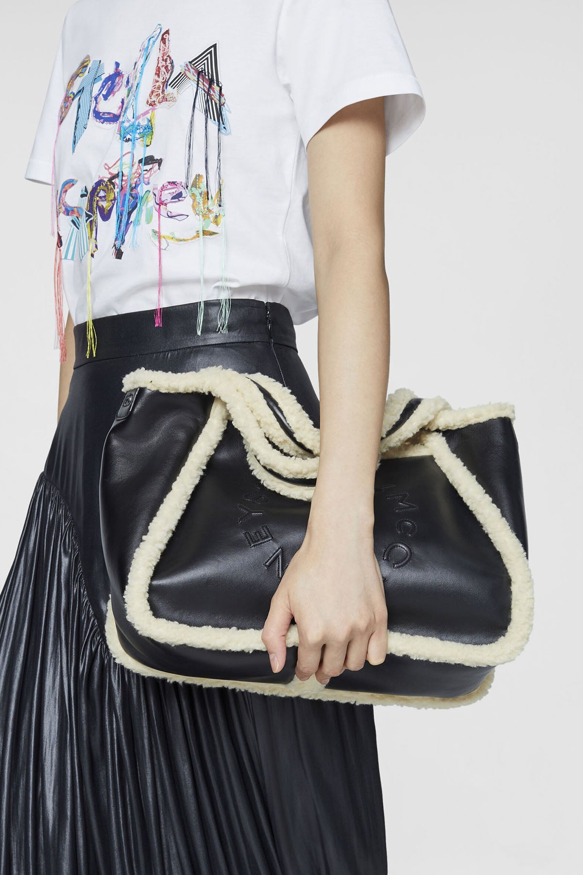 Stella Mccartney İçi Kürklü Logolu Tote Çanta-Libas Trendy Fashion Store