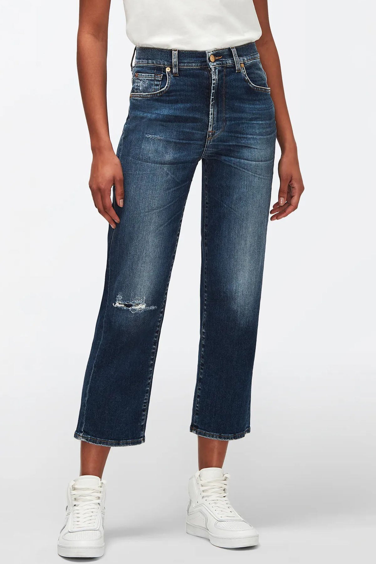 7 For All Mankind Modern Straight Fit Crop Paça Jeans-Libas Trendy Fashion Store