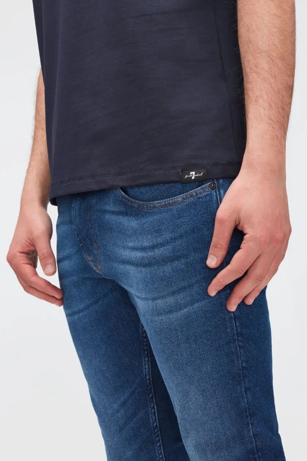 7 For All Mankind Yuvarlak Yaka Luxe Performance Streç T-shirt-Libas Trendy Fashion Store