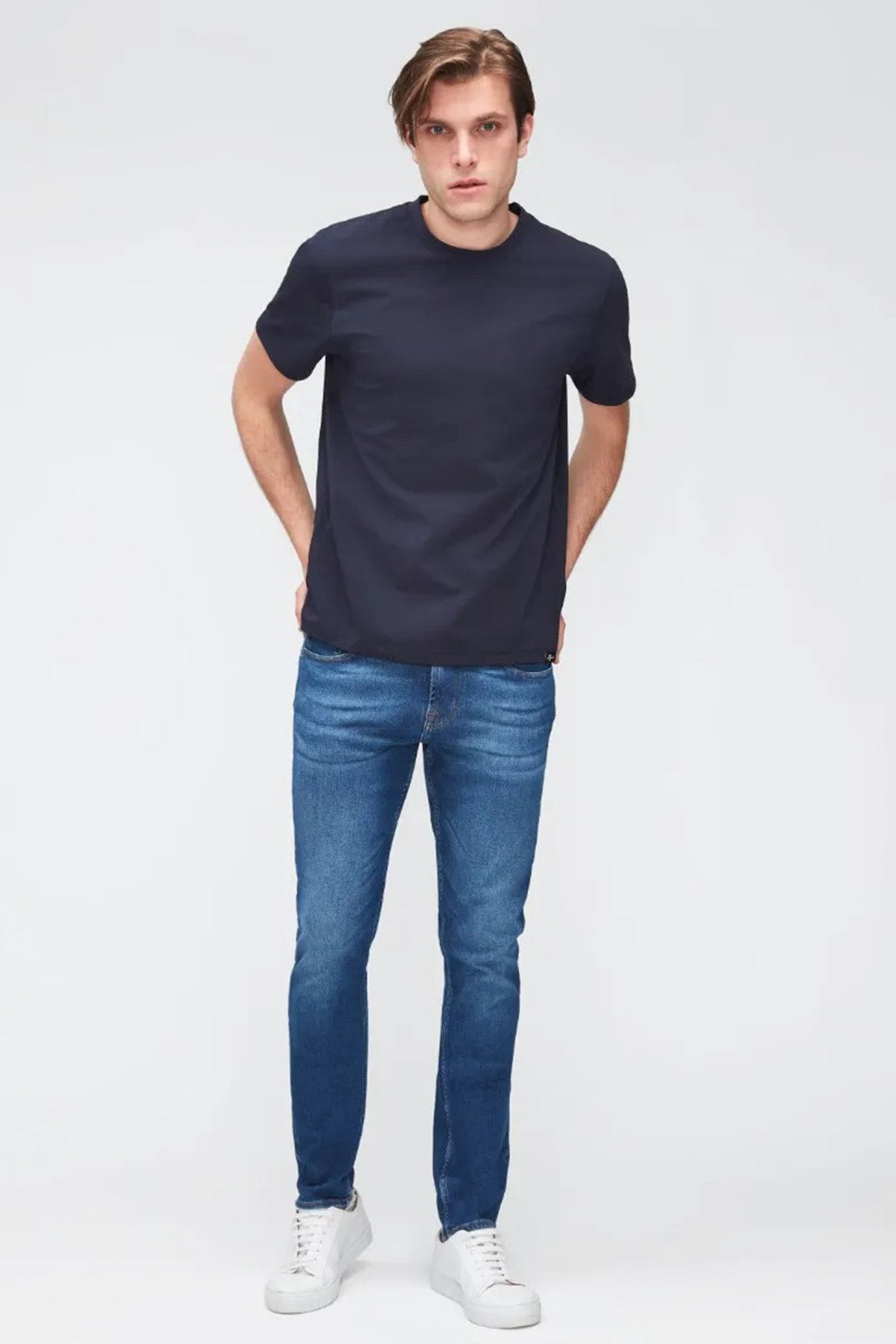 7 For All Mankind Yuvarlak Yaka Luxe Performance Streç T-shirt-Libas Trendy Fashion Store