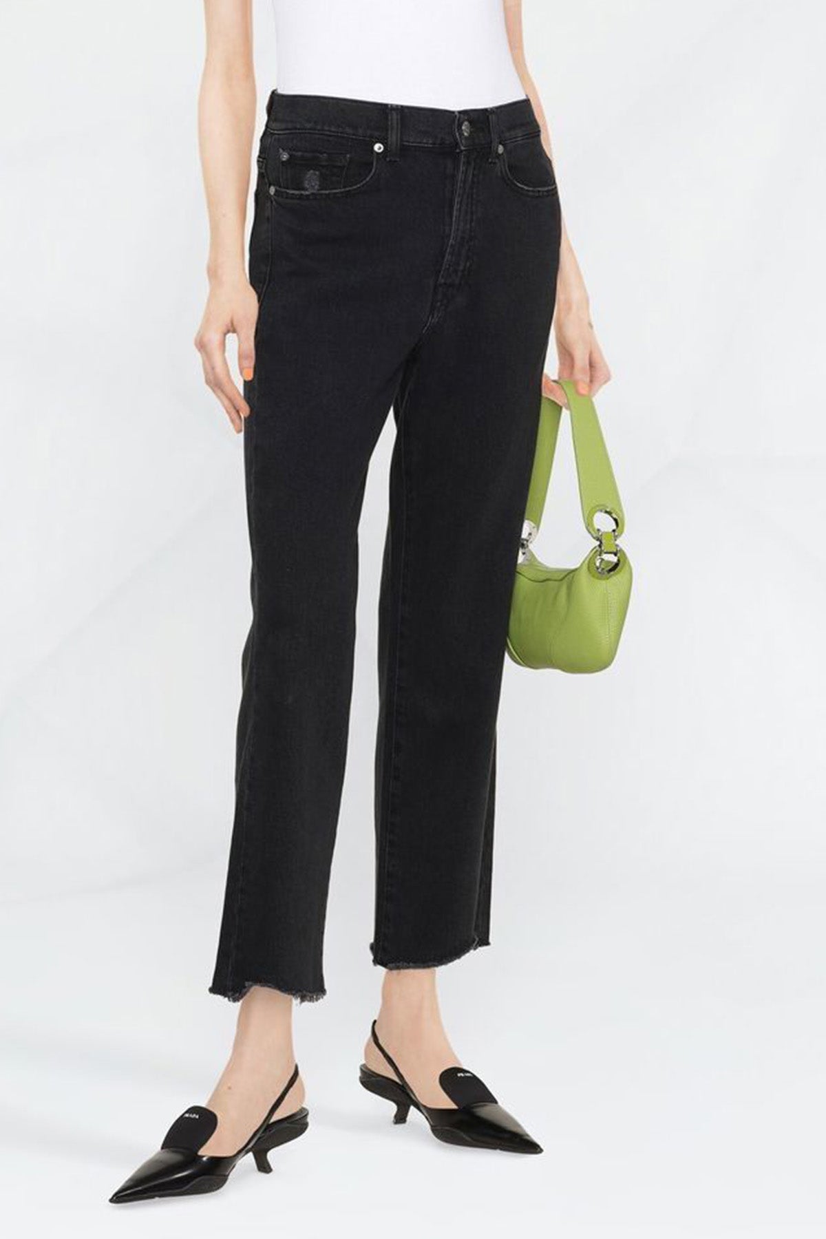 7 For All Mankind Logan Stovepipe Yüksek Bel Crop Paça Jeans-Libas Trendy Fashion Store