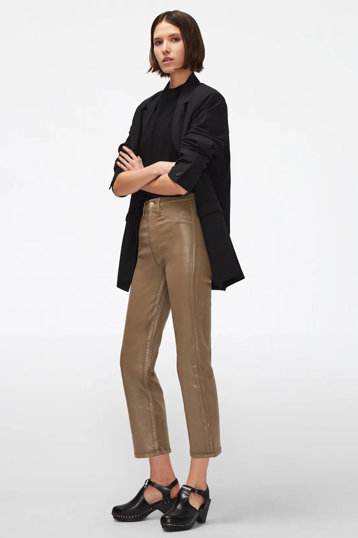 7 For All Mankind Logan Stovepipe Yüksek Bel Crop Paça Jeans-Libas Trendy Fashion Store