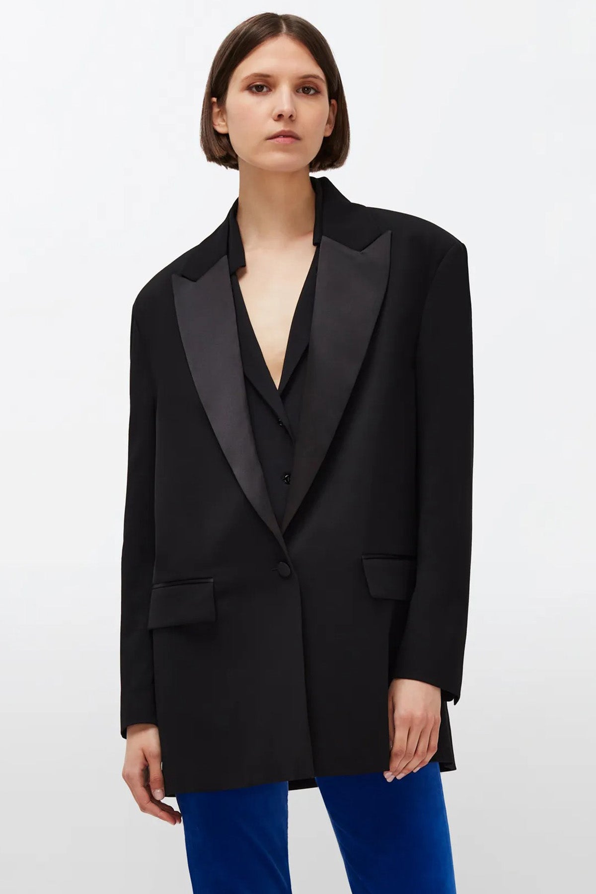 7 For All Mankind Geniş Saten Yaka Yün Ceket-Libas Trendy Fashion Store