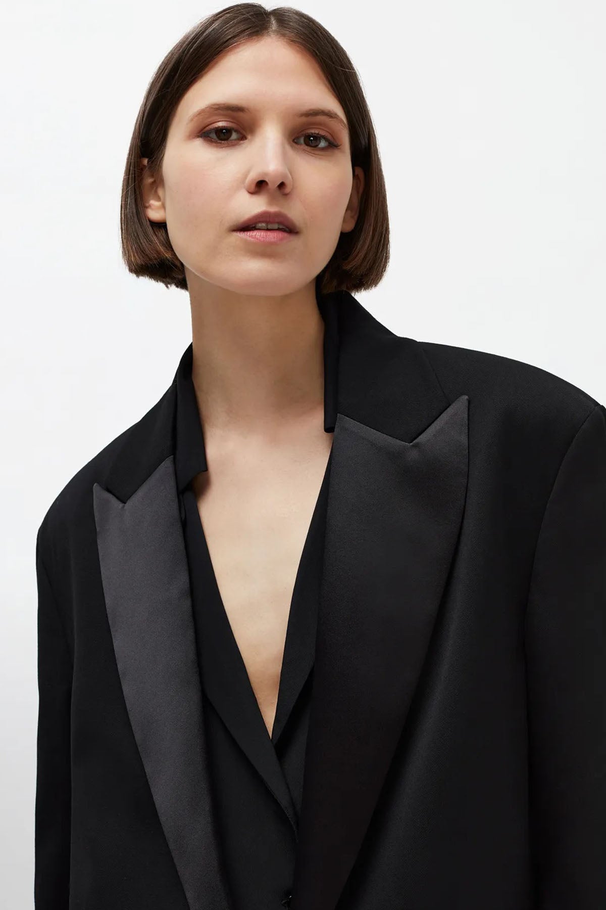 7 For All Mankind Geniş Saten Yaka Yün Ceket-Libas Trendy Fashion Store