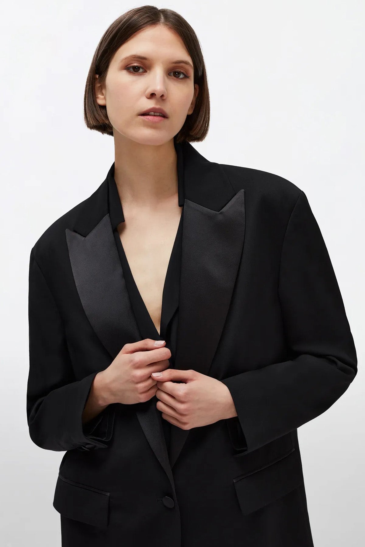 7 For All Mankind Geniş Saten Yaka Yün Ceket-Libas Trendy Fashion Store