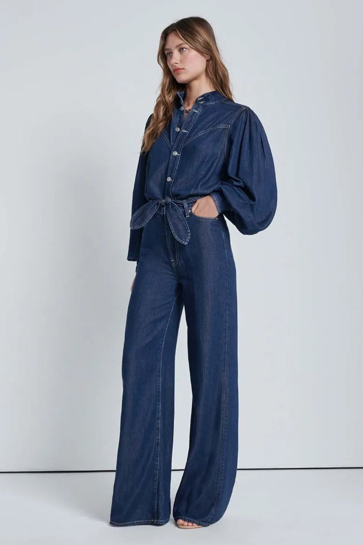 7 For All Mankind Belden Kuşaklı Denim Tulum-Libas Trendy Fashion Store