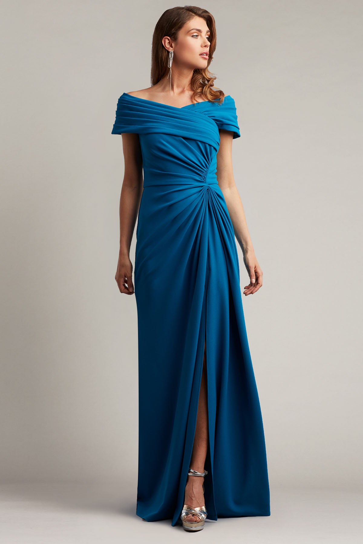 Tadashi Shoji Drapeli Straplez Maxi Abiye Elbise-Libas Trendy Fashion Store