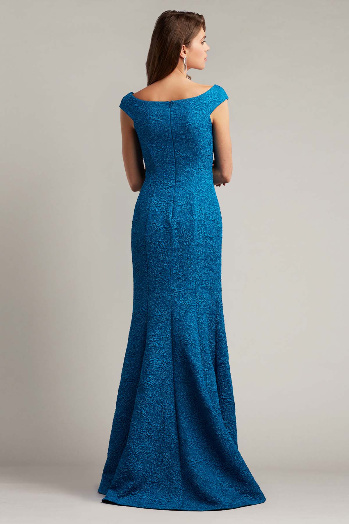 Tadashi Shoji V Yaka Maxi Abiye Elbise-Libas Trendy Fashion Store