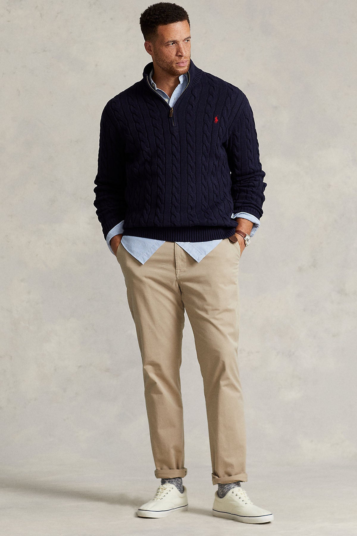 Polo Ralph Lauren Yarım Fermuarlı Dik Yaka Saç Örgü Triko-Libas Trendy Fashion Store