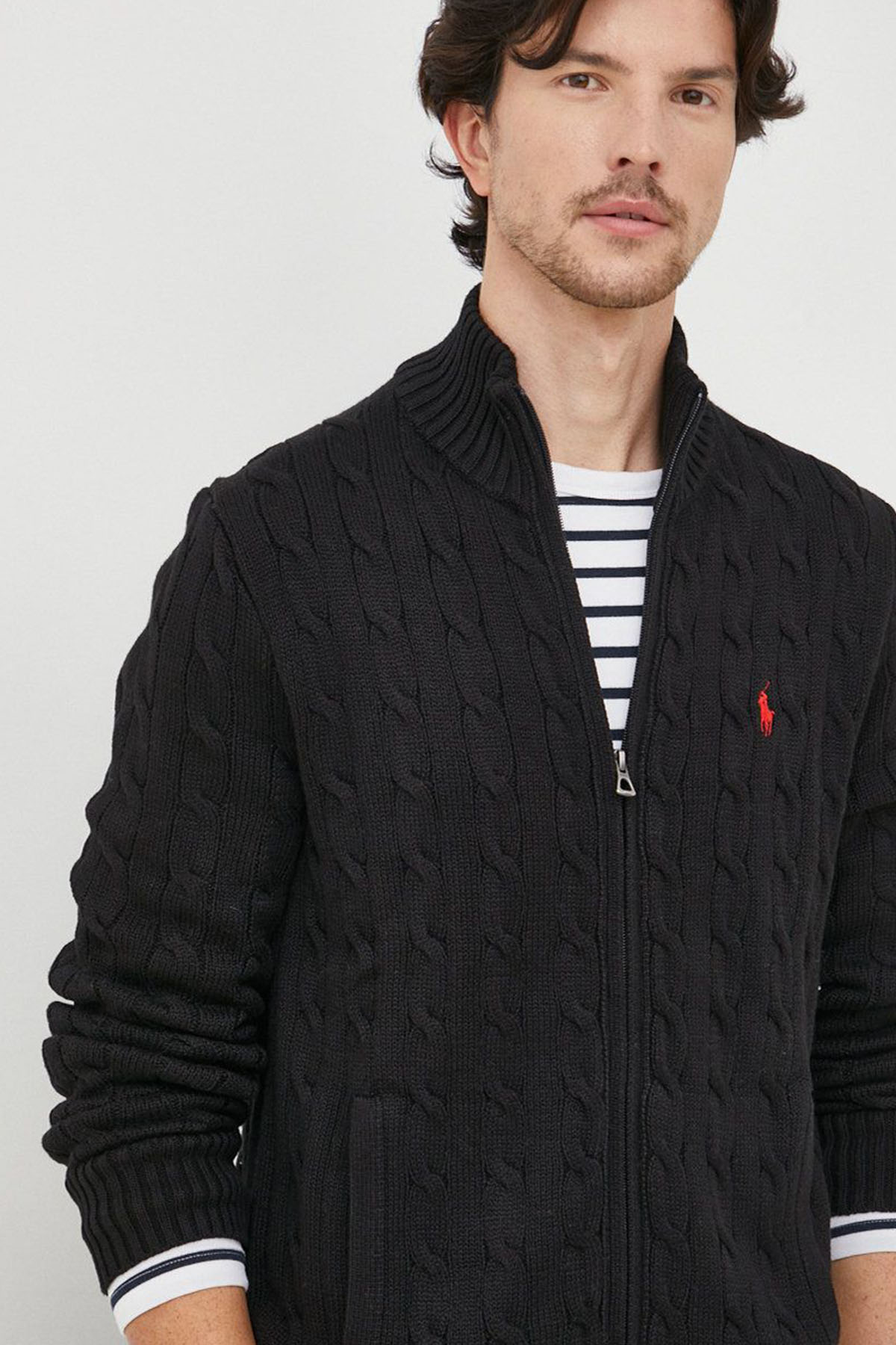 Polo Ralph Lauren Dik Yaka Saç Örgü Triko Ceket-Libas Trendy Fashion Store