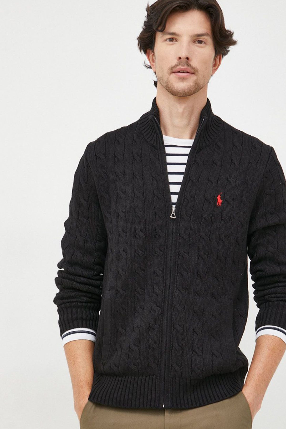 Polo Ralph Lauren Dik Yaka Saç Örgü Triko Ceket-Libas Trendy Fashion Store