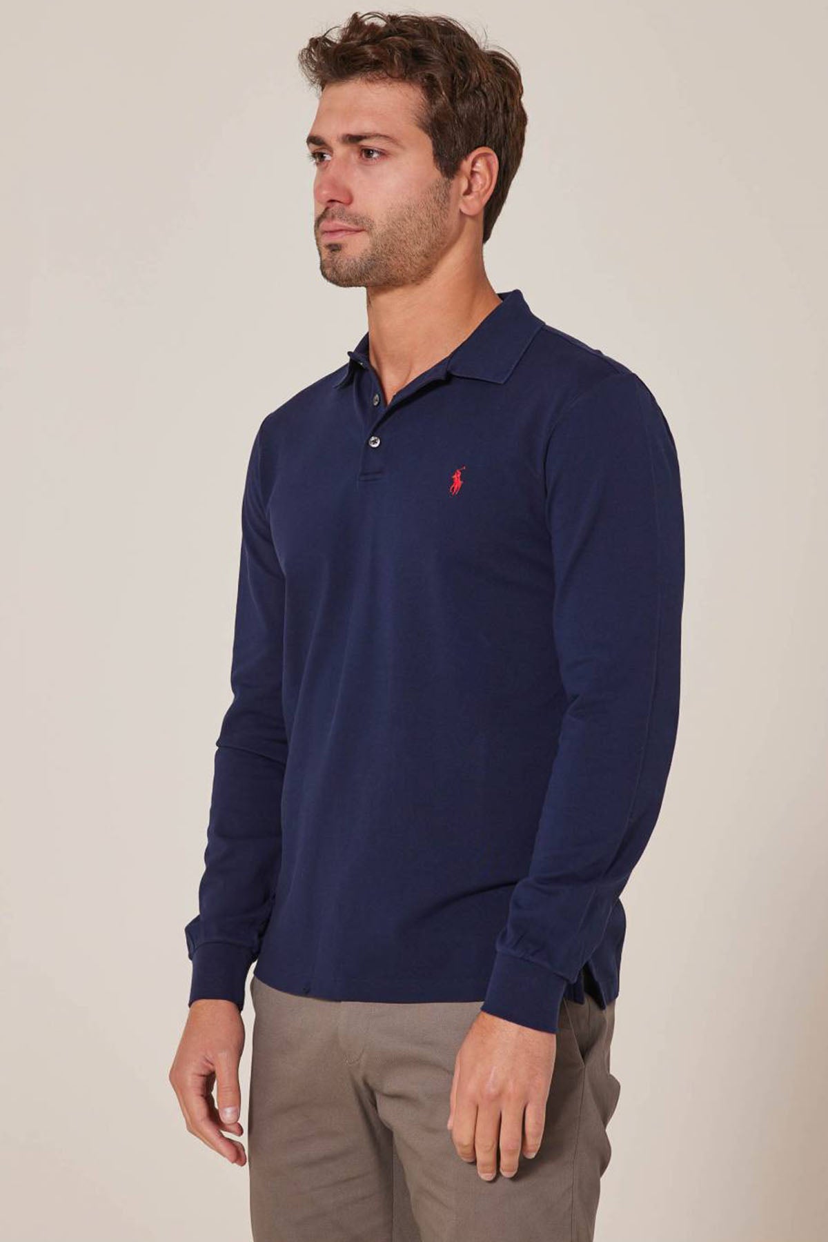 Polo Ralph Lauren Slim Fit Stretch Mesh Polo Yaka Uzun Kollu T-shirt-Libas Trendy Fashion Store