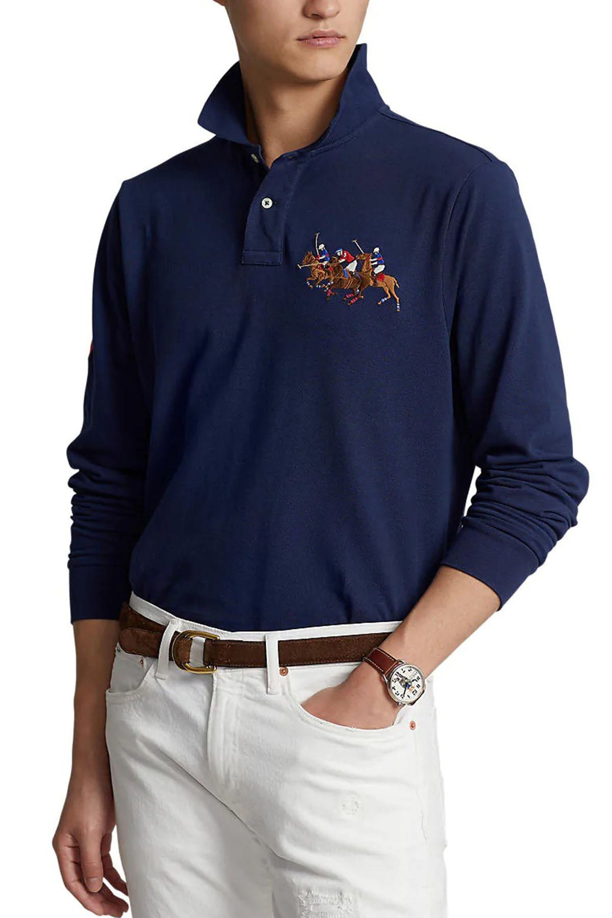 Polo Ralph Lauren Custom Slim Fit Triple Pony Logolu Polo Yaka T-shirt-Libas Trendy Fashion Store