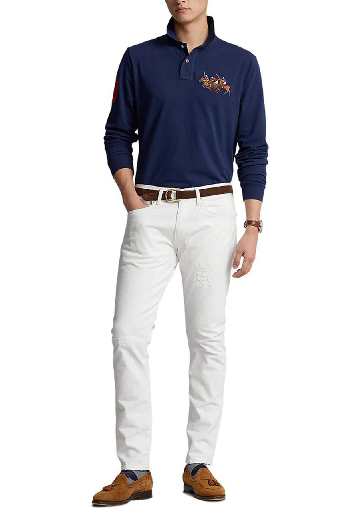 Polo Ralph Lauren Custom Slim Fit Triple Pony Logolu Polo Yaka T-shirt-Libas Trendy Fashion Store