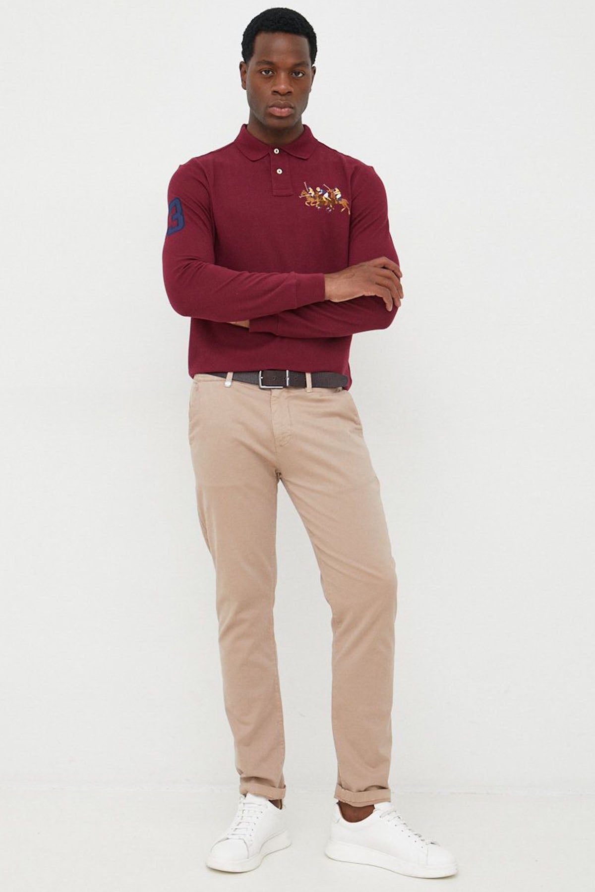 Polo Ralph Lauren Custom Slim Fit Triple Pony Logolu Polo Yaka T-shirt-Libas Trendy Fashion Store